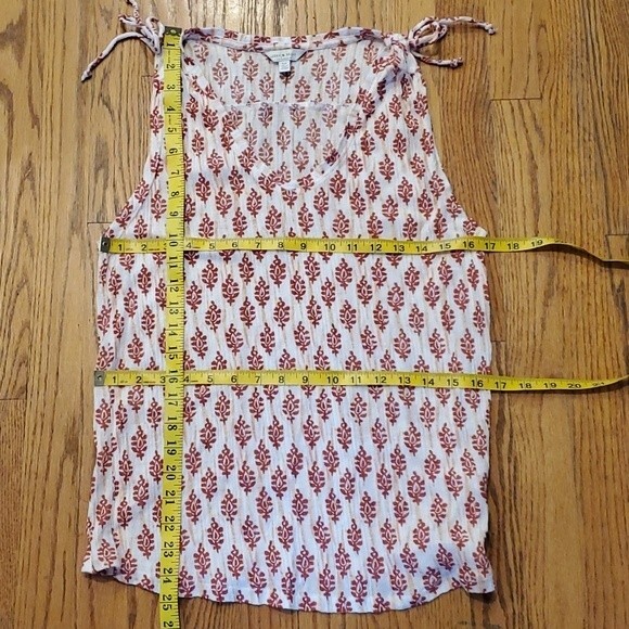 LUCKY BRAND ORANGE CREAM BOJO SLEEVELESS TOP V-NECK COTTON FLORAL SMALL - Picture 9 of 9